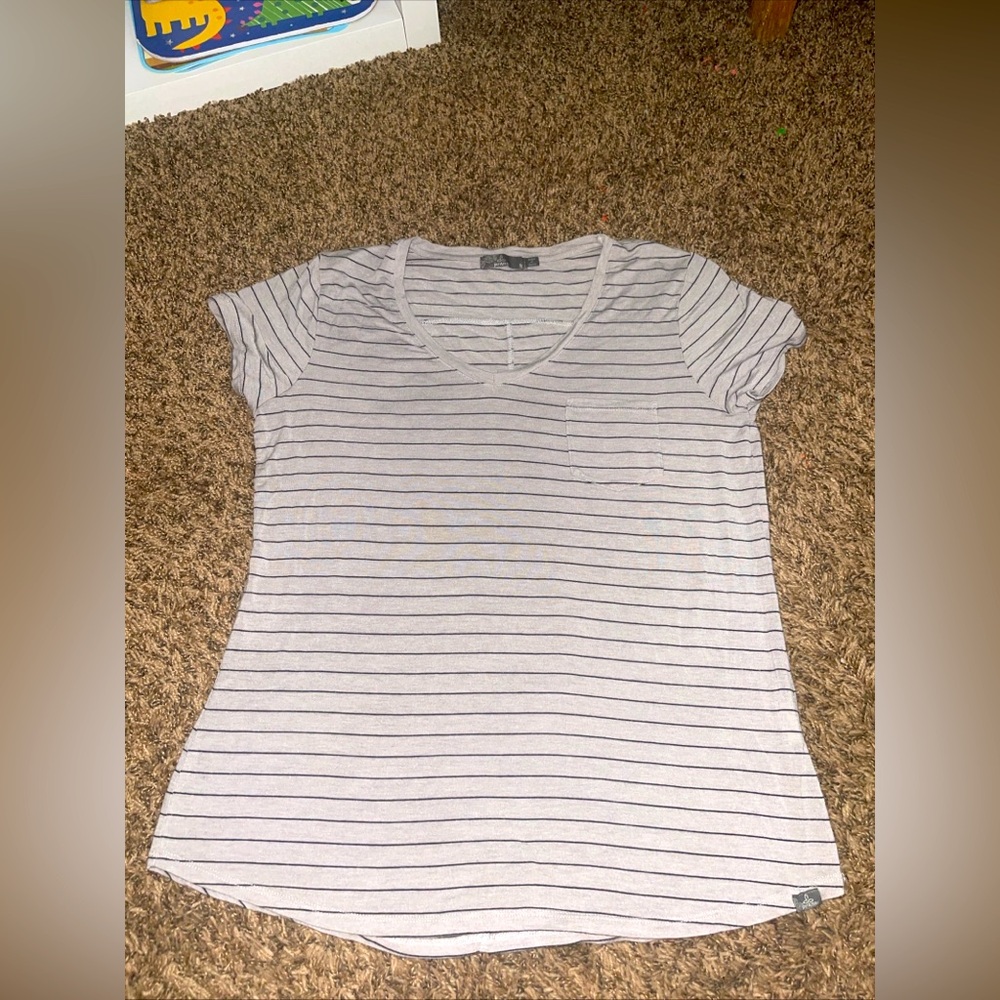 Womens Prana Foundation V Neck Short Sleeve T Shirt Sparrow Heather Size: M